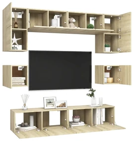 Set di mobili tv 8 pz rovere sonoma in legno multistrato