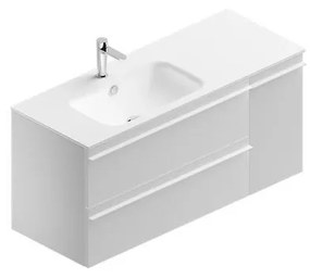 Mobile sottolavabo e lavabo Linea bianco opaco in truciolare L 120 x H 55 x P 46 cm 1 vasca, 1 anta 2 cassetti