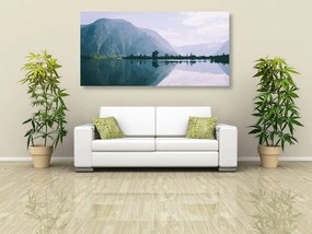 Quadro su tela – Montagne dipinte presso il lago