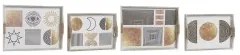 Set di Vassoi DKD Home Decor Nero Dorato Bianco 40 x 30 x 6 cm (2 Unità)