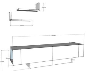 Televisore bianco 150x42 cm Matera - Zena Home