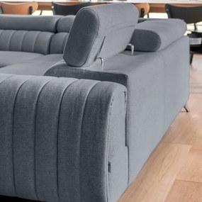 Divano angolare blu allungabile/con contenitore (con penisola a sinistra/a U) Louis – ELTAP