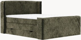 Letto boxspring in ciniglia fatto a mano con contenitore Freeland, H4