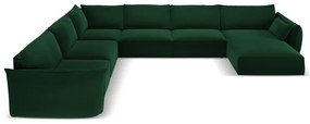 Divano angolare verde scuro (con penisola a sinistra/a U) con rivestimento in velluto Vanda – Mazzini Sofas