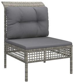 Set Divani da Giardino 9 pz con Cuscini in Polyrattan Grigio