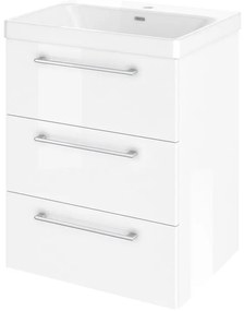 Mobile da bagno sospeso sotto lavabo L 60 x H 73 x P 46 cm bianco laminato lucido, 3 cassetti SENSEA Remix