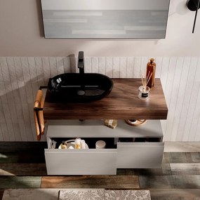 Mobile da bagno sotto lavabo Step beige L 100.3 x H 30 x P 46 cm 2 cassetti, lavabo non incluso