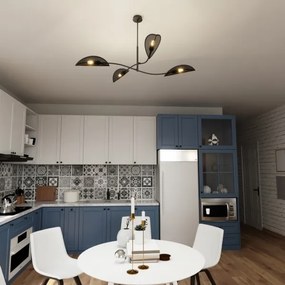 Lampadario a sospensione con supporto rigido LOTUS 4xE14/10W/230V nero/oro