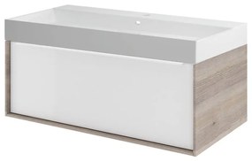 Mobile sottolavabo e lavabo Neo Frame per vasca centrale rovere grigio L 90 x H 32 x P 48 cm