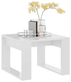 Tavolino di servizio bianco lucido 50x50x35 cm in truciolato