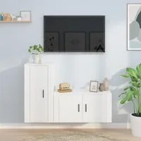 Set di Mobili Porta TV 2 pz Bianco in Legno Multistrato 3188470