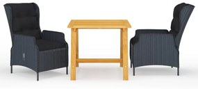 Set Mobili Da Pranzo Per Giardino 3 Pz Grigio Scuro /