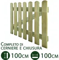 cancelletto per steccato in legno con accessori giardino e recinzione cm 100 x 100 h cancello in doghe esterno impregnato cod:ferx.pali.22.s