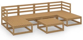 Set Divani da Giardino 7 pz in Legno Massello di Pino