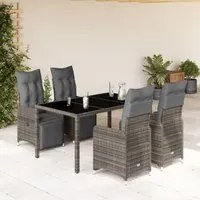 Set Bistr da Giardino 5 pz con Cuscini in Polyrattan Grigio 3277167