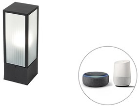 Lampada da parete da esterno intelligente nera con vetro a coste 40 cm incl. Wifi A60 - Charlois