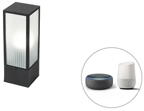 Lampada da parete da esterno intelligente nera con vetro a coste 40 cm incl. Wifi A60 - Charlois