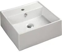 Lavabo da appoggio ceramica bianco lavandino lavello arredo 2 misure *** misure 46x46x16 cm, confezione 1