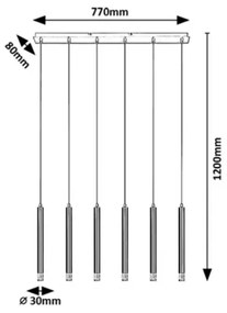 Rabalux 72362 - Lampadario a sospensione con filo RAMIRA 6xG9/5W/230V nero