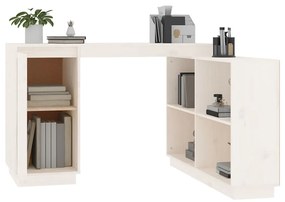 Scrivania bianca 110x50x75 cm in legno massello di pino