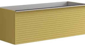 Mobile da bagno sotto lavabo Pixel stripes giallo laccato opaco L 120 x H 40 x P 45.5 cm 2 cassetti, lavabo non incluso