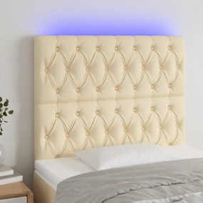 Testiera A Led Crema 90x7x118/128 Cm İn Tessuto /