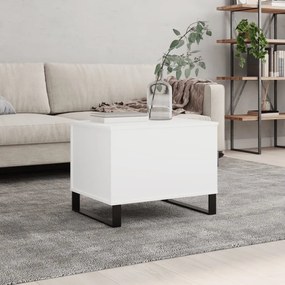 Tavolino Da Salotto Bianco 60x44,5x45 Cm İn Legno Multistrato /