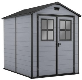 Casetta da giardino in polipropilene grigio 1.8 x 2.3 m, superficie esterna 3.9 m² e spessore parete 16 mm, con pavimento e porta a due ante, KETER Exclusive