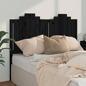 Testiera per letto nera 146x4x110 cm legno massello di pino