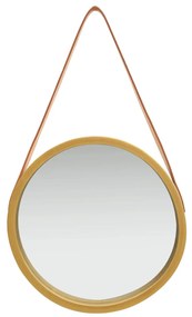 Specchio da Parete con Cinghia 40 cm Oro