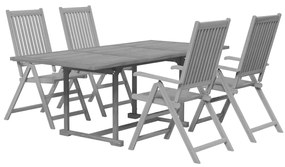 Set da pranzo per giardino 5 pz in legno massello di acacia