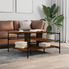 Tavolino salotto rovere fumo 100x100x48,5cm legno multistrato