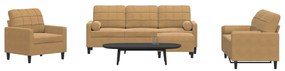Set Di Divani 4 Pz Con Cuscini E Rinforzi Marrone İn Velluto /