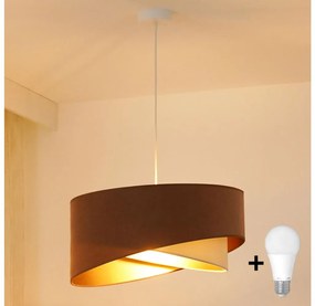 Brilagi - Lampadario LED a sospensione con filo LYRA 1xE27/15W/230V marrone/color crema/oro