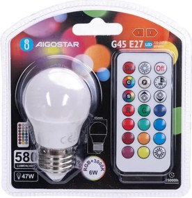 Aigostar - Lampadina LED RGBW dimmerabile G45 E27/6W/230V 3000K + telecomando