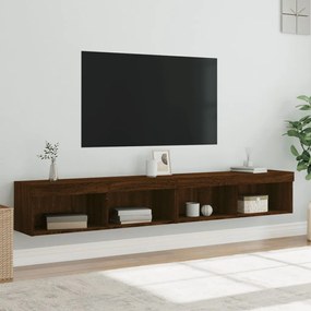 Mobili porta tv con luci led 2 pz rovere marrone 100x30x30 cm