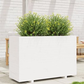Fioriera Da Giardino Bianca 110x40x72,5 Cm Legno Massello Pino /
