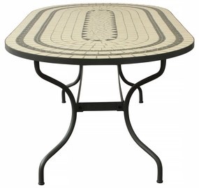 MELILLA - tavolo con piano ovale e mosaico beige e antracite
