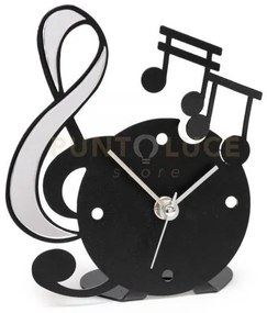 Orologio musica decorato nero in ferro 13,5x15,5cmh
