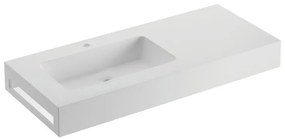 Lavabo a incasso rettangolare L 120 x H 14 x P 46 cm in solid surface bianco