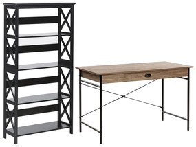 Set di mobili da ufficio legno scuro e nero FOSTER/CASCO Beliani