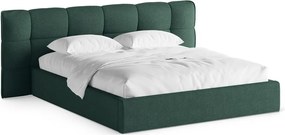 Letto matrimoniale imbottito verde scuro con contenitore con rete inclusa 200x200 cm Eric – Micadoni
