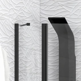 Kamalu - Box doccia 70x95cm finitura nera battente e fisso 70cm | KPX2800N