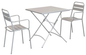ROMANUS - set tavolo in alluminio e teak cm 70 x 70 x 72 h con 2 poltrone Romanus