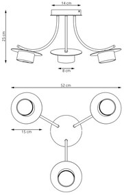 Lampada a soffitto in acciaio ENSO 3 nero da interno 3xGX53