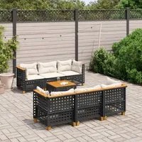 Set Divani da Giardino con Cuscini 7pz Nero Polyrattan 3261740