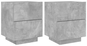 Comodini con luci led 2pz grigio cemento in legno multistrato