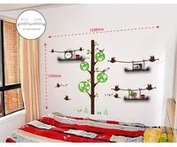 Sticker da Muro Birds And Tree con Mensole 120x120 cm Plastica