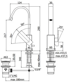 Paffoni Elle El878 Miscelatore lavabo Monocomando Canna ad ombrello Piatta senza scarico Cromo