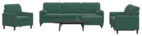 Set Di Divani 4 Pz Con Cuscini E Rinforzi Verde Scuro Velluto /